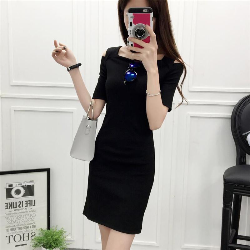 S-XXXL Plus Size Women's Clothing One Word Collar Off the shoulder  Knit Dress Pure Color Sexy Base Hip Skirt