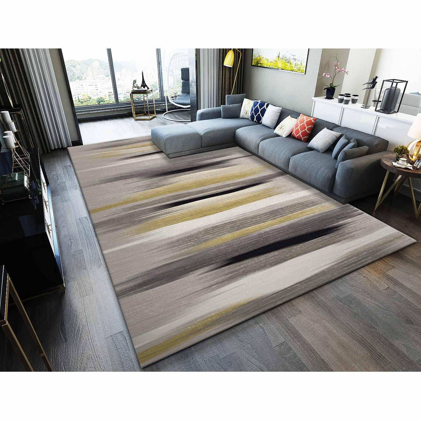 colorful Geometric Pattern Carpet Large Size Tea Table Rugs Carpets Rectangular