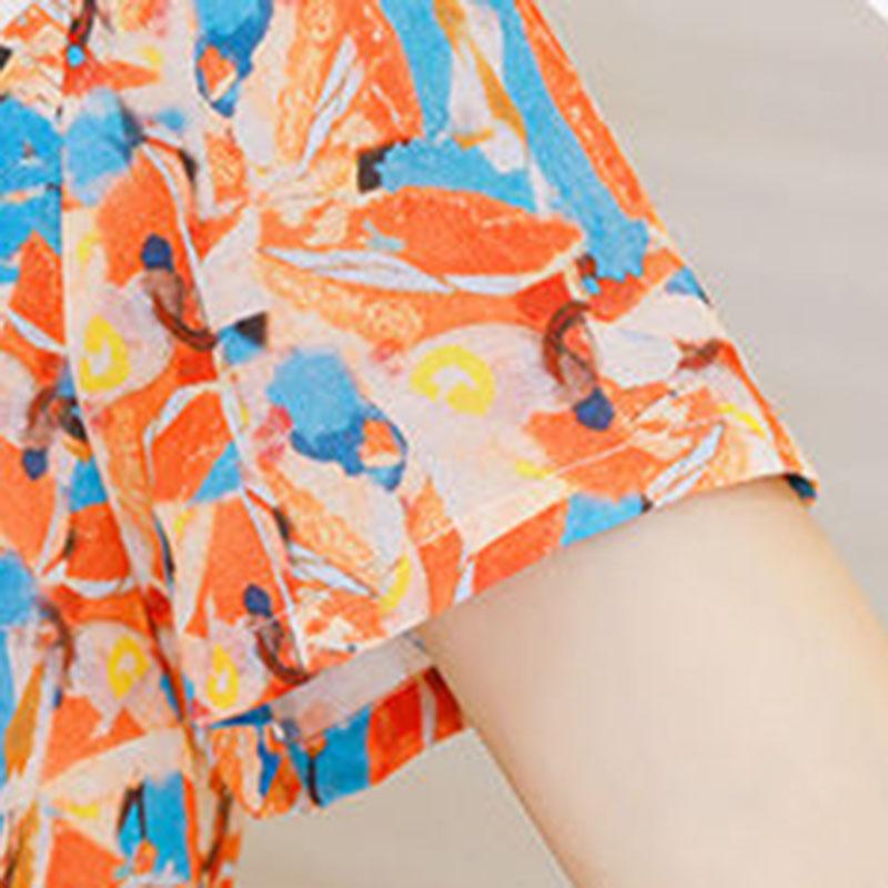 Women's Plus Size Printed Mid Length A-Line Skirt Women's Summer Dress Round Neck Skirt