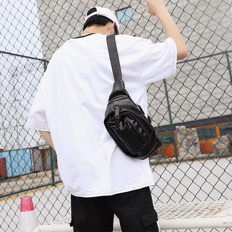 Waist Bag Men's Zipper Waterproof Black Shoulder Bag Outdoor Riding Sports Travel Messenger Bag