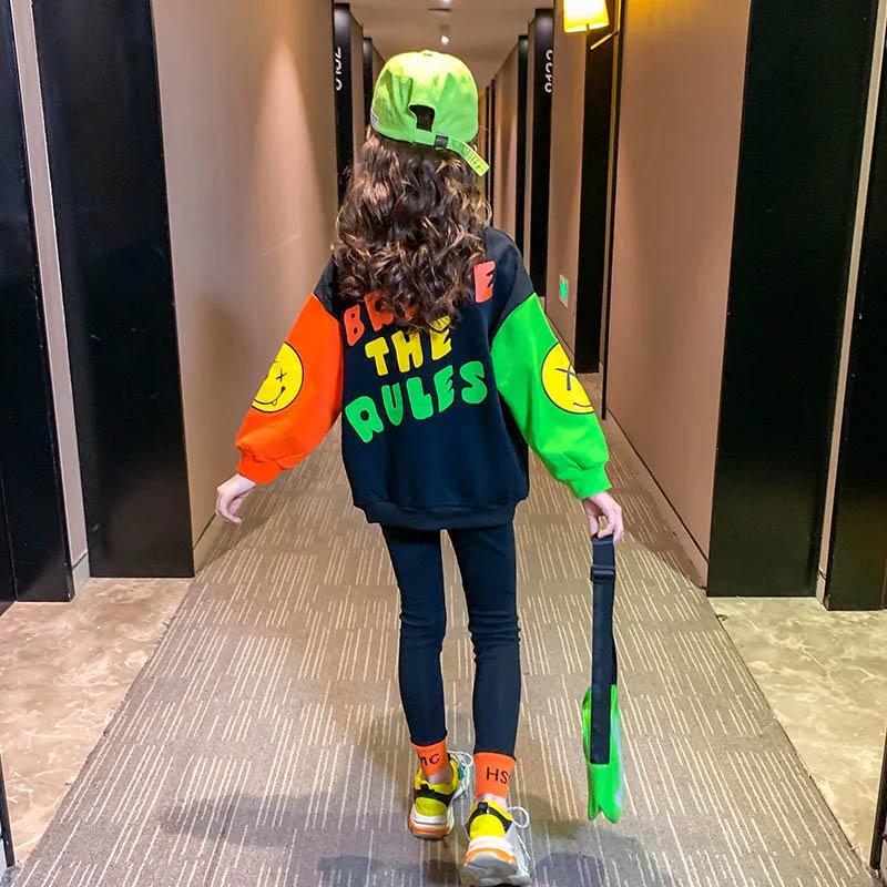 Girls Suit Spring and Autumn Western Style Casual Korean Version Sweater Two-piece Cotton Comfortable Pullover Long-sleeved Suit