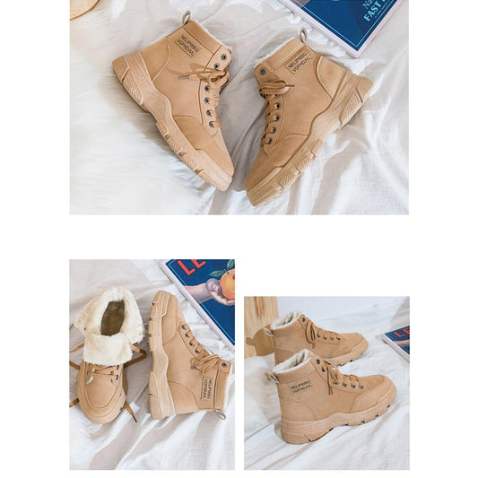 New Winter Plus Velvet Women's Sports Shoes Keep Warm Non-slip Plus Velvet Boots