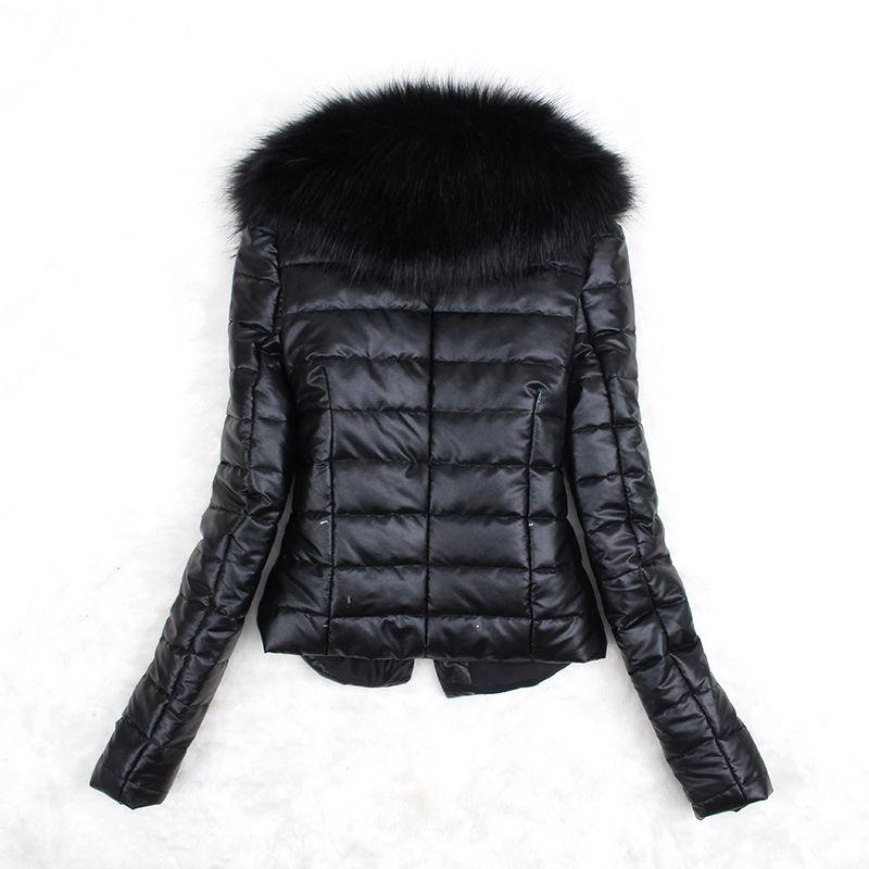 Faux Fur Jacket Short Fox Fur Fur All-in-one Women's Leather Jacket Plus Cotton To Keep Warm Slim Fur Short Jacket