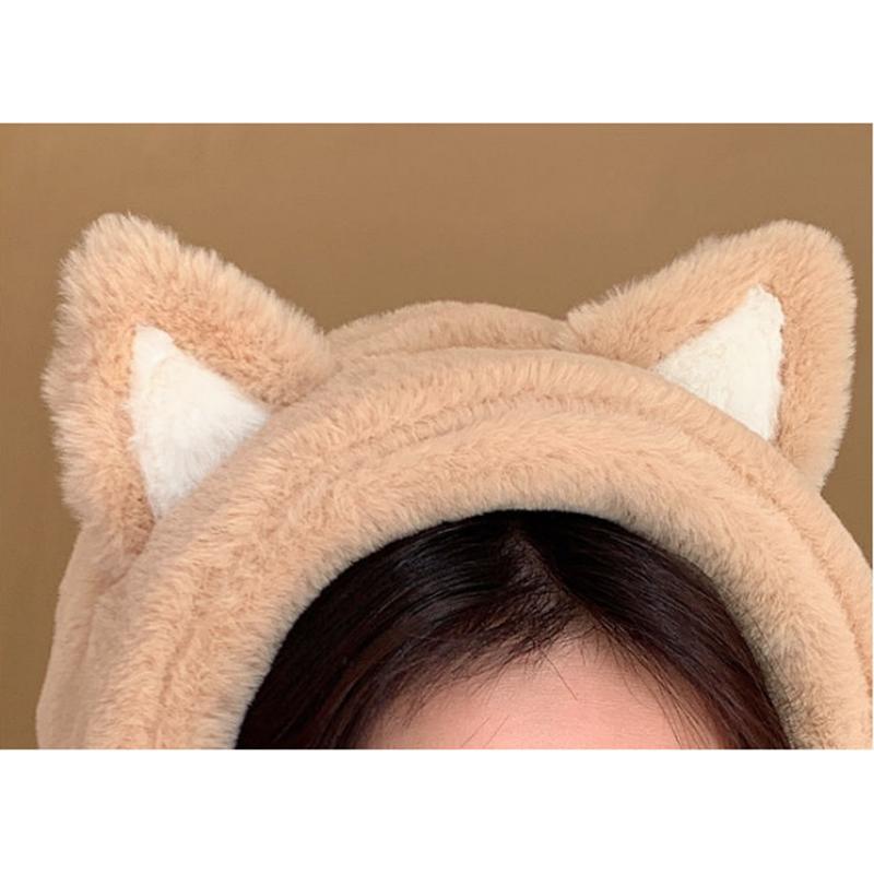 Women's Winter Cat Claw Ears Earmuffs Cute Cartoon Warm Earflaps Wide-brimmed Ear Protection Earwarmers No Shedding Cat Head Band Cover Ear Pad