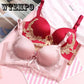Luxury  Embroidery Court Bra Wireless Gather Adjustment Small Chest Seamless Bra