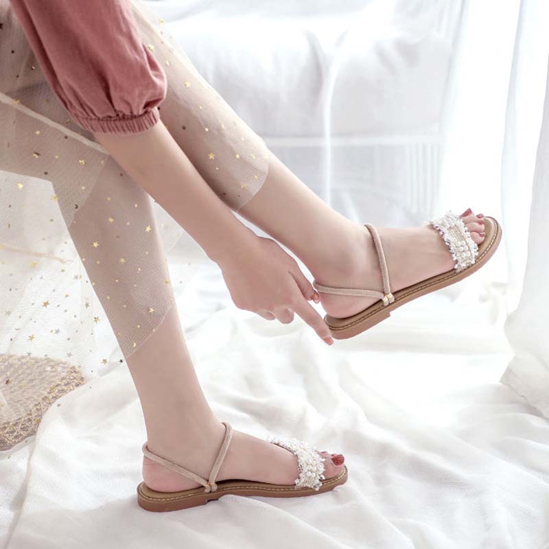 Sandals Female Fairy Summer Students All-match Flat Slippers Two Wear Female Rome Gentle