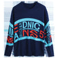 Autumn Winter Women's Printed Sweater Loose Large Size Jumper Long Sleeve Casual Round Neck Sweater Knitwear