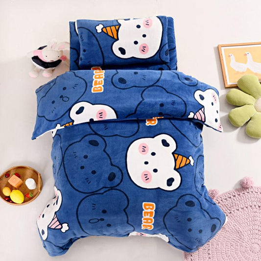 Children's Bedding Set Milk Velvet Quilt Cover Pillowcase Bed Sheet Quilt Cover Cartoon