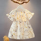 Girls Printed Sweet Chiffon Dress Waist 1-7 Years Old Lady Princess Skirt Loose A-line Skirt Fabric Light and Breathable