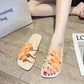 Slippers Women's Summer Wear Outdoor Fashion Flat Bottom Flower One Word Sandals Ladies Sweet and Comfortable Sandals