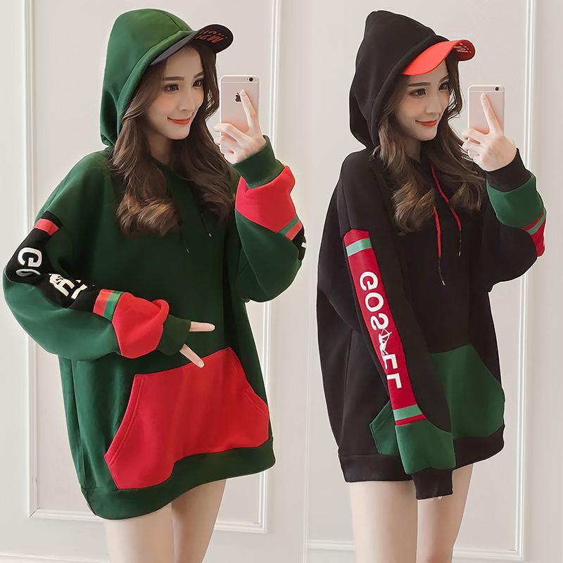 Women's Sweatshirt Wild Large Size Long Sleeve Warm Hood Top Autumn Winter Sweater Cotton