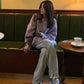 Tie-dye Sweater Women Autumn  Winter Wear Long-sleeved Loose Retro Twist Pullover Sweater Thick Top