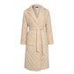 Long Straight Winter Coat with Rhombus Pattern Casual Sashes Women Parkas Deep Pockets Tailored Collar Stylish Outerwear