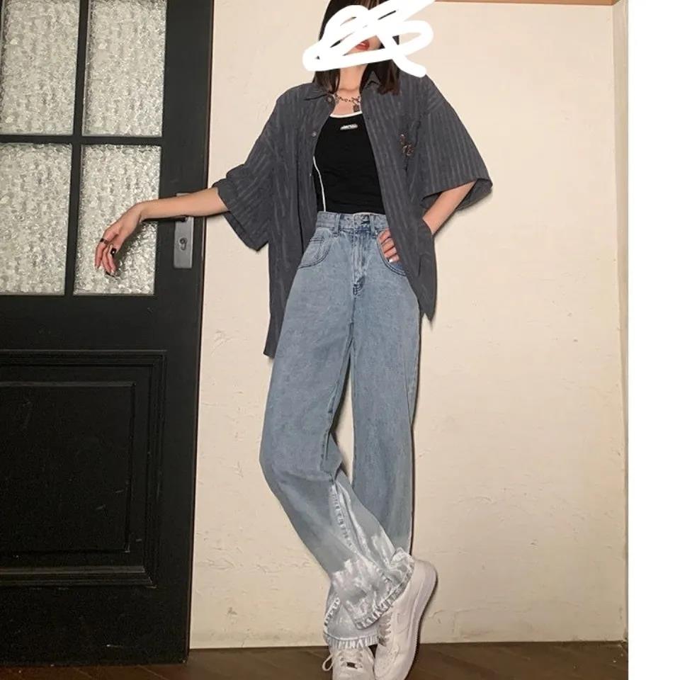 Retro Design Straight Jeans Women's High Waist and Thin 2022 New Loose Drape Wide Leg Pants Trend