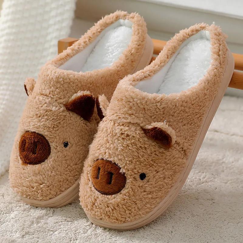 Autumn and Winter Cotton Slippers for Men and Women Cute Indoor Couple Cotton Slippers