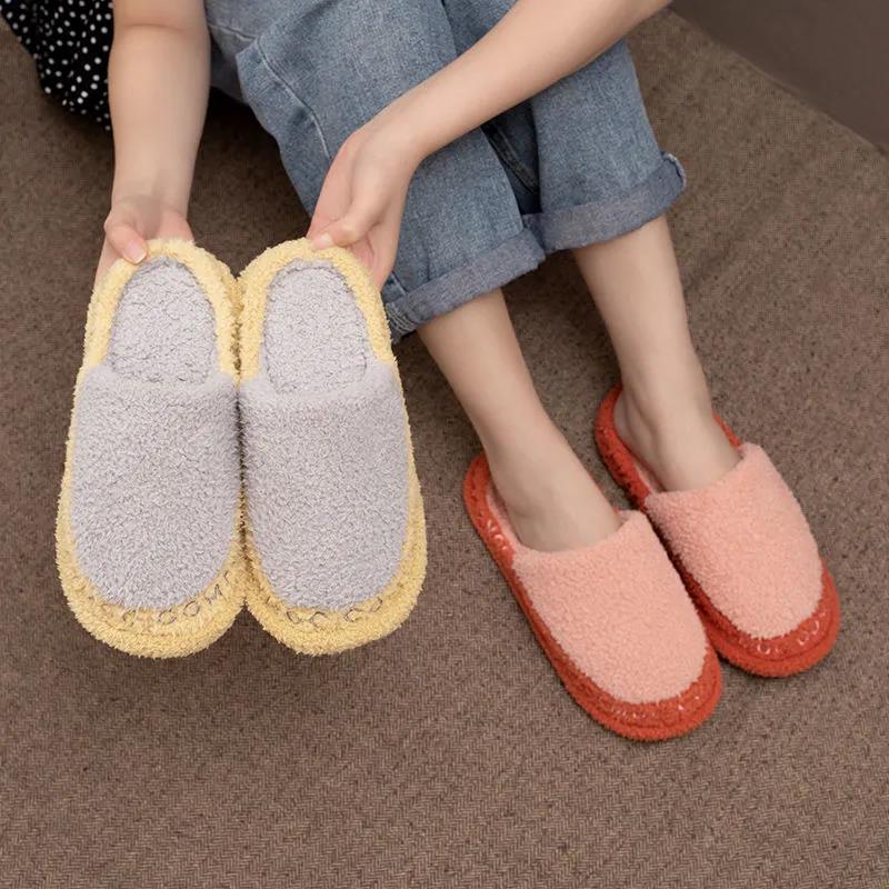 Fall and Winter Men's and Women's Indoor Cotton Slippers Casual Warm and Dirt-resistant Flat Shoes