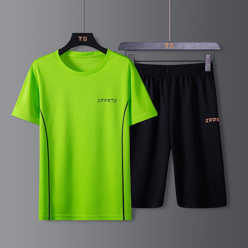 Suit/T-shirt Summer Quick-drying Sportswear Suit Men's Short-sleeved Shorts Ice Silk Ultra-thin Casual Suit Tide