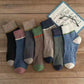Five Pairs of Winter Men's Tube Socks Fashion Contrast Color Thick Warmth Antibacterial and Deodorant Sports Socks Inside and Outside