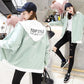Spring and Autumn Short Hooded Jacket Womens' Letter Printed Double Lining Loose Thin Jacket Cardigan Top Double Layer Lining