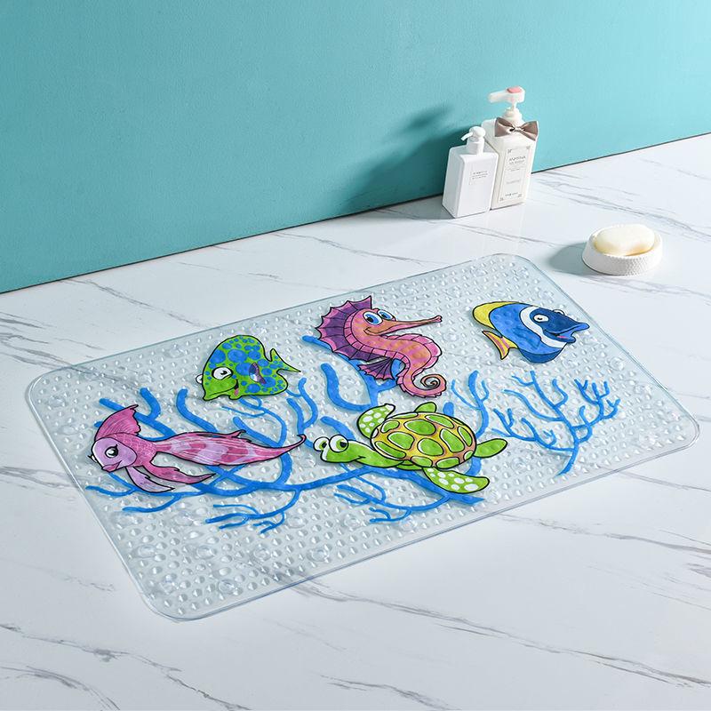 Large Size 50*80cm Bathroom Non-slip Mat Bathroom Shower Bath Bathroom Bathtub Floor Mat Cartoon with Suction Cup Toilet Floor Mat