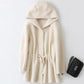 Women's Particle Cashmere Coat Winter Thick Hooded Loose Lamb Wool Coat Mid-length Faux Wool Fur Coat