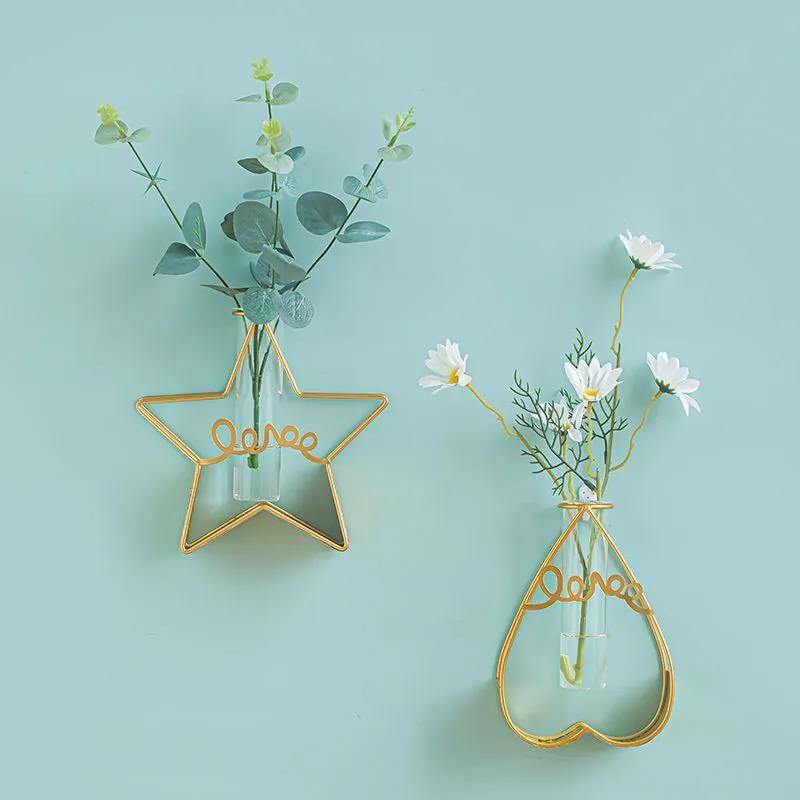 Iron Art Flower Arrangement Flower Device Wall Decoration Pendant Wall-mounted Flower Stand with Light Strip