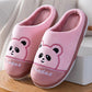 Winter Slippers Women Home Plus Size Men Cotton Shoes Pandas Embroidery Thick Fleece Warm Pink Slippers Women Non Slip Platform Ladies Warm Slippers