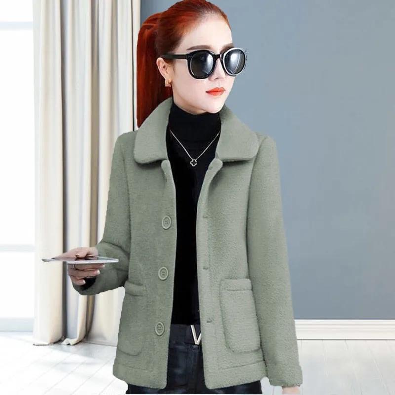 Short Faux Mink Velvet Coat Women's Lapel Fur Jacket Autumn and Winter Thickened Golden Mink Velvet Coat