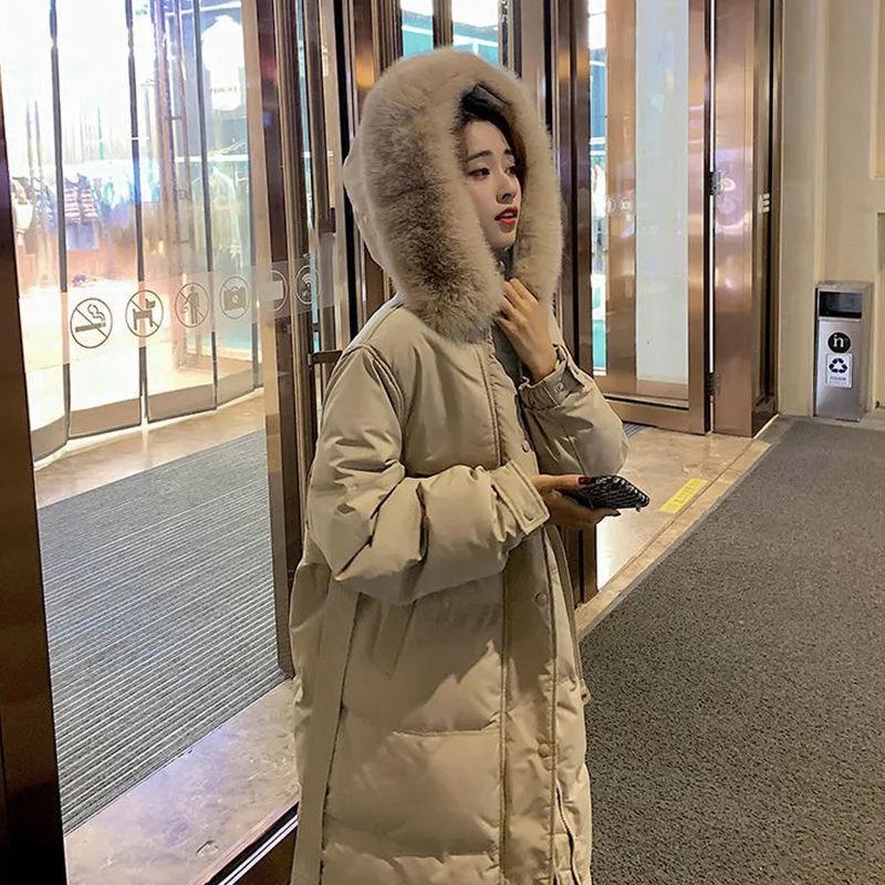 White Duck Down Jacket Women's Mid-length Korean Style Loose and Thick Long Over-the-knee Waist Coat