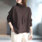 Spring and Autumn Half High Neck Knitted Sweater Loose Wild Pullover Pure Color Simple Female Sweater