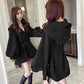 Short Windbreaker Women's Spring and Autumn Loose Hooded Lantern Sleeve Large Size Raincoat Jacket