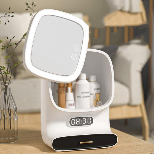 Gentle Out of The Wind No Flower Makeup Makeup Box LED Light Makeup Mirror Household Large-capacity Cosmetic Rack