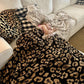 Woolen Blankets Children's Knitted Leopard Blankets Plus Fleece Throw Blankets for Kids Adult