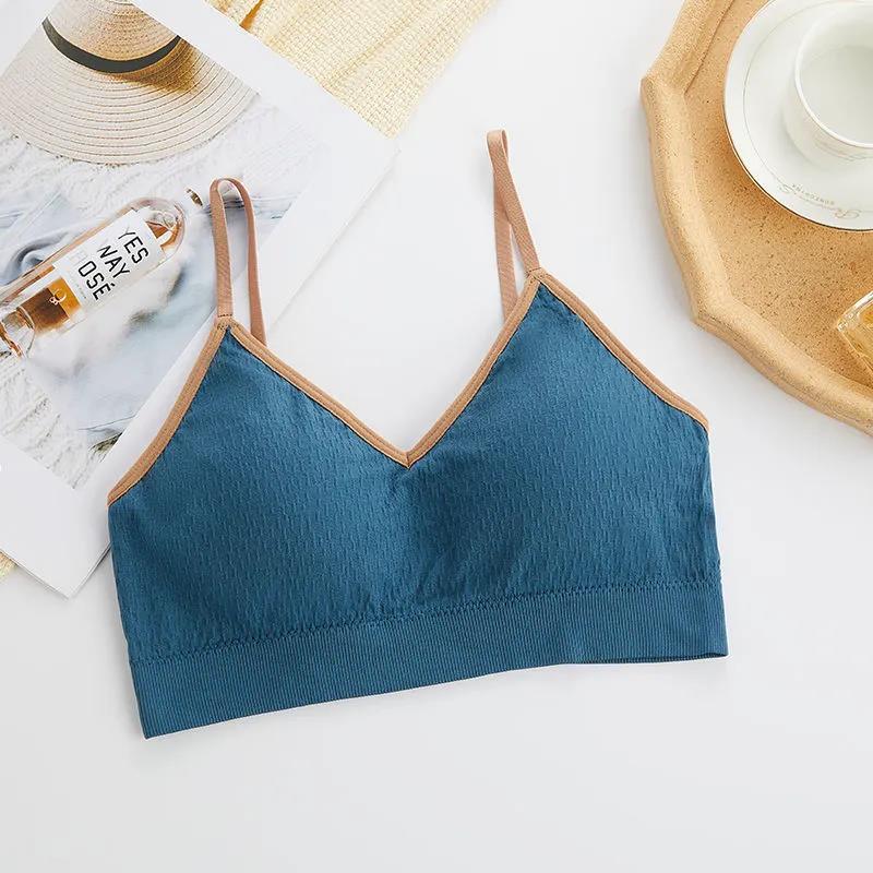 Korean Version Simple Solid Color Breathable Girl Short Beautiful Back Backing Suspender Wrap Bra Vest Bra
