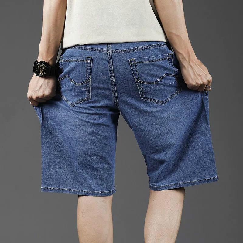 Summer Thin Plus Fat Plus Size Denim Shorts Men's Loose Stretch Casual Five-point Pants Fat Guy