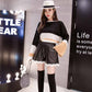 Leather Shorts Women's Autumn and Winter Chic Was Thin A Word Wide Leg Pants Lace Edge Pu Leather Pants Ulzzang Tide Pants