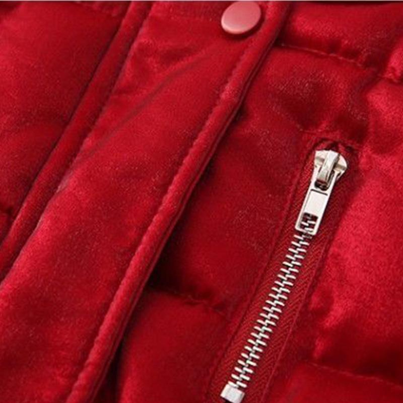 Girls' Cotton-padded Clothes Winter Children's Clothes Foreign Style Beautiful Red Girls' Down Jackets Plus Velvet Thickening Children Jackets