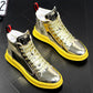 Men's Four Seasons Trendy Shoes Patent Leather Bright Leather Sneakers Boys High-top Casual Shoes