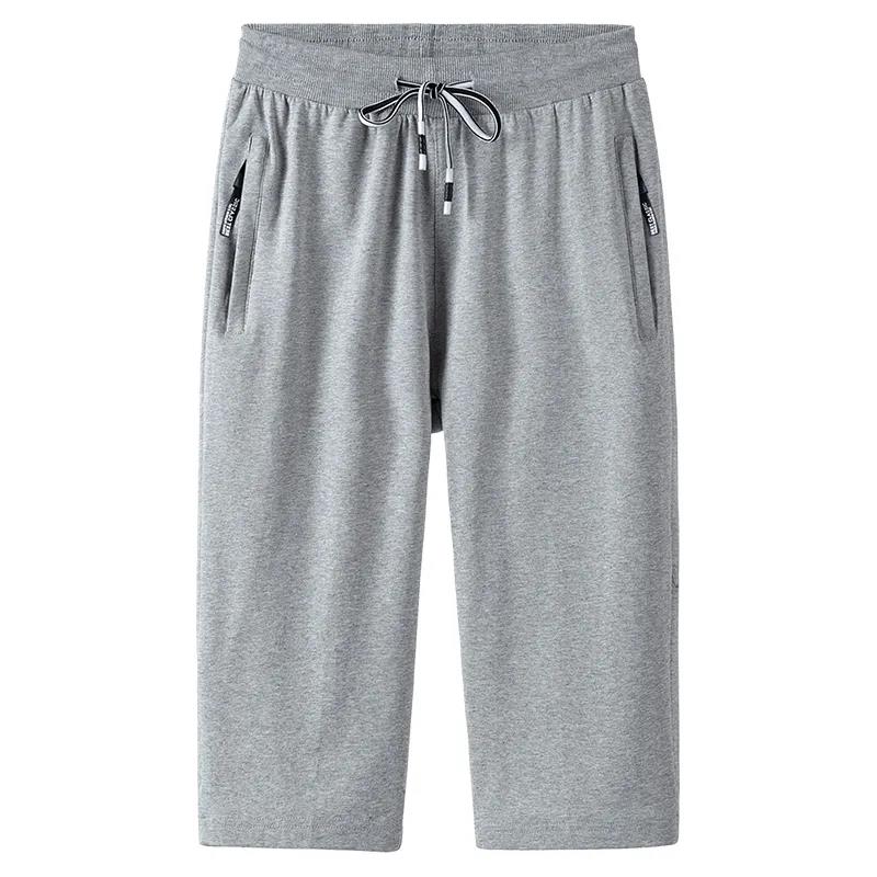 Summer Thin Cotton Casual Cropped Trousers Men's Straight Loose Large Size Sports Shorts