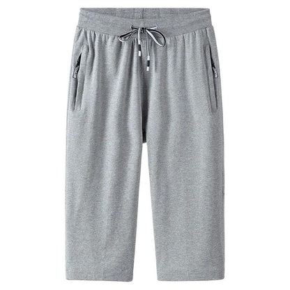 Summer Thin Cotton Casual Cropped Trousers Men's Straight Loose Large Size Sports Shorts