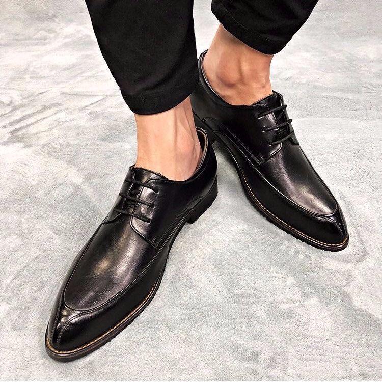 Formal British Style Men Leather Trend Pointed Toe Slip-On Design Mens Business Wedding Dress Shoes