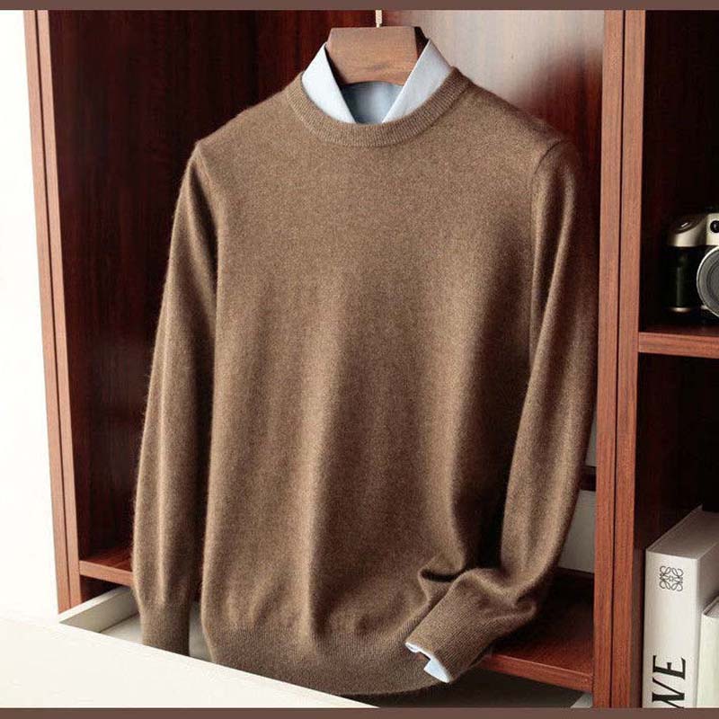 Spring and Autumn Thin Sweater Men's Round Neck Loose Pullover Solid Color Bottom Knitted Sweaters High-end