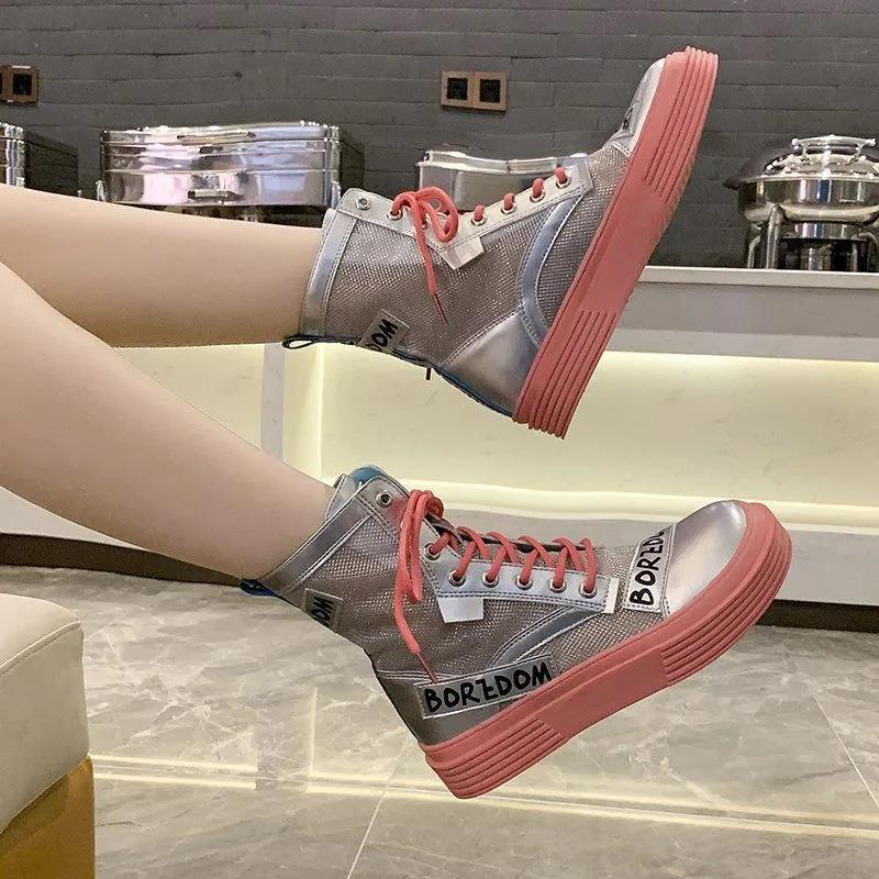 Summer Women's Thin Mesh Sandals Thick-soled Hollow Breathable Martin Boots Locomotive Fried Street Boots