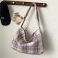 Women Canvas Bags Travel Casual Large Daily Shoulder Handbag Simple Hobo Bags Large-capacity Plaid Bag