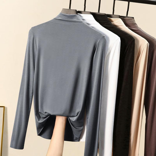 Spring New Women's Half Turtleneck Bottoming Shirt with A Slim Plus Size Top