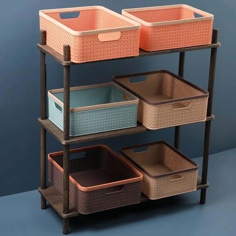 Rectangular Storage Box Multi-purpose Finishing Storage Basket Bathroom Kitchen Goods Storage Box