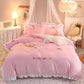 Princess Style Milk Velvet Winter Thick Crystal Velvet Four-piece Double-sided Quilt Cover Coral Velvet Bed Linen