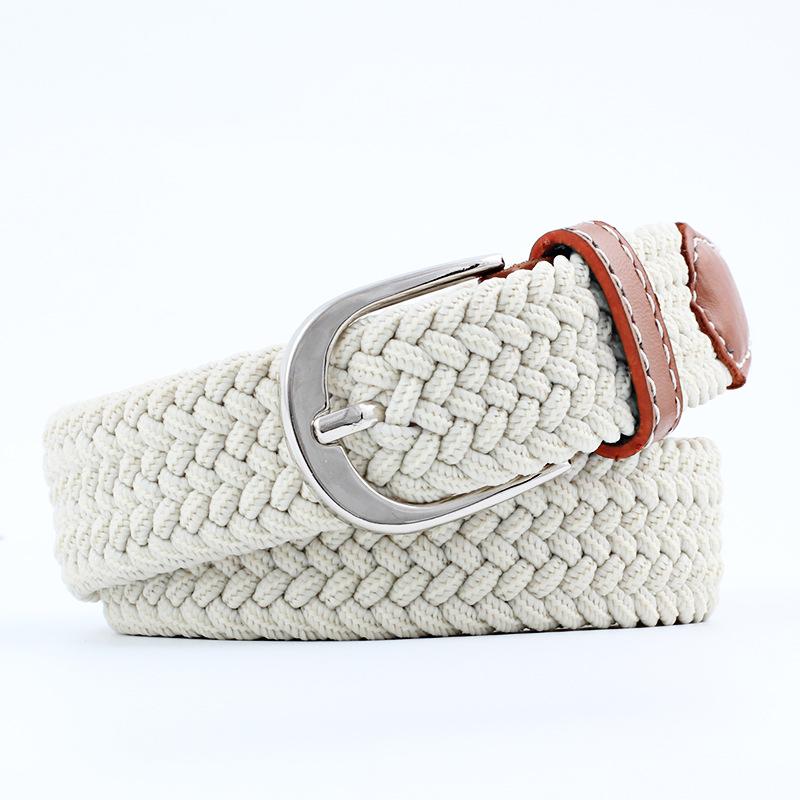 Belt Women Causal Leather Cover Buckle Woven Elastic Stretch Golf Wide Canvas Belts