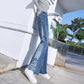 Splicing Wide-leg Jeans Women's 2022 New Korean Version of The High-waisted Slim Vertical Straight-tube Mopping Pants Loose Large Size Tide