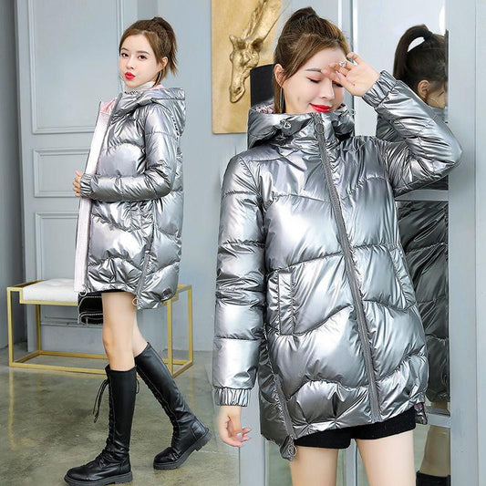 Disposable Cotton Clothes Women's Bright Cotton Coat Women's Short Winter Loose and Colorful Hooded Down Cotton Warm Thick Coat